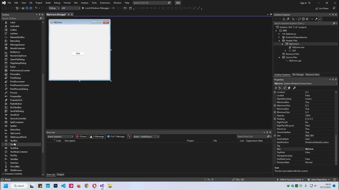 Visual Studio 2022 C++ : Make GUI Windows form and open another form ...