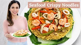Seafood Crispy Egg Noodles | Chinese Noodles Recipe | How to Make Egg Noodles Crispy  Chef Sheilla