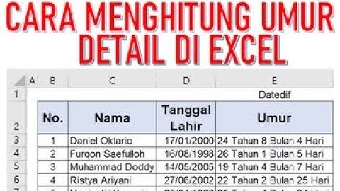 Cara menghitung umur di Excel Detail  || Rumus Excel || Belajar Excel
