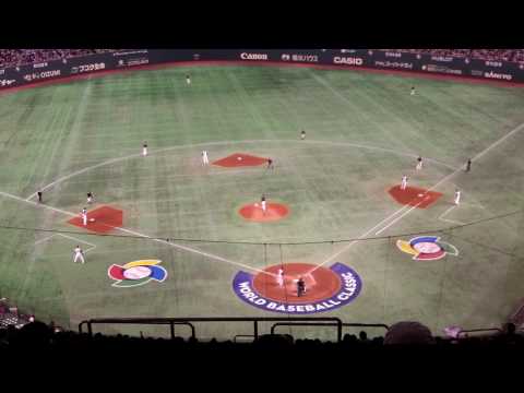 WBC　オランダ VS 日本　 8回裏　シモンズ　一打逆転の場面で高めのストレートを打つもショートゴロ 3アウトチェンジ　増井