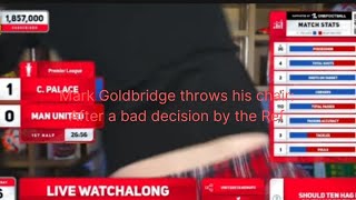 Mark Goldbridge throws his chair after a bad decision by the Ref: All goals and his reaction.