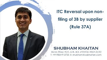 ITC Reversal upon non filing of 3B by supplier