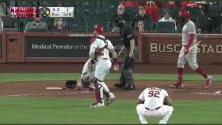 Bryce Harper hit in the face, Didi Gregorius in the ribs as Genesis Carbrera hits them.