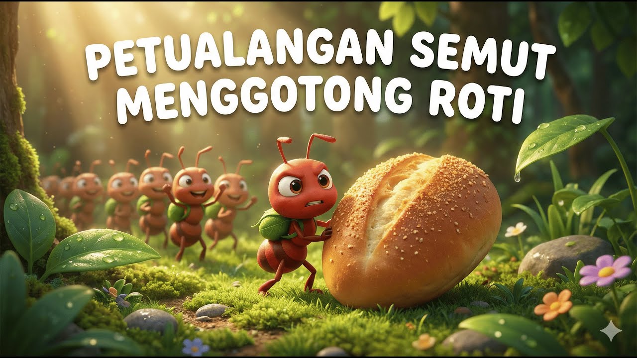 Petualangan Semut Menggotong Roti | Cerita anak