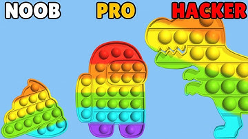 NOOB vs PRO vs HACKER in Pop Us! All levels gameplay walkthrough (iOS, Android)