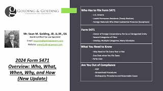 2024 Form 5471 Overview - Who, What, When, Why, and How (New Update) -      Golding and Golding