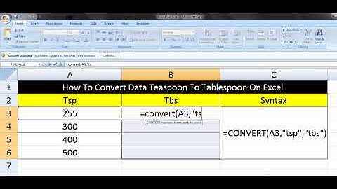 How To Convert Data Teaspoon To Tablespoon On Excel
