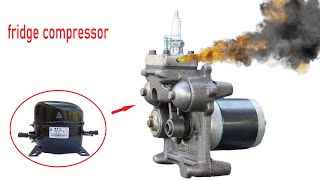 I make 4-stroke Engine from a Fridge Compressor