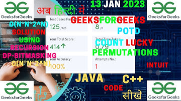 Count Lucky Permutations || Recursion || DP- BitMask || GFG POTD || JAVA Code || C++ Code || Hindi |