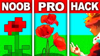 Noob vs Pro vs Hacker! Poppy flower! Pixel Art screenshot 4