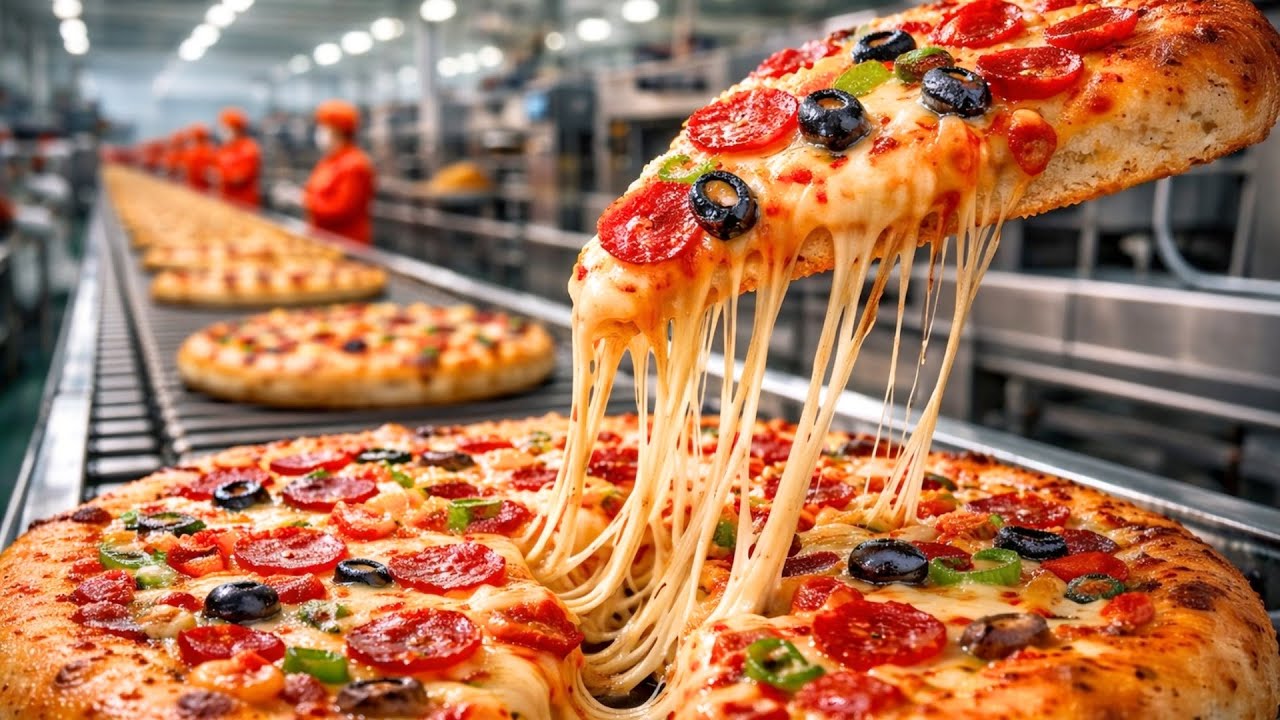 How Pizza Is Made at Industrial Scale (ASMR, No Talking)