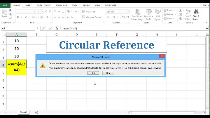 Circular Reference - Fixing Circular Reference in Excel 2013