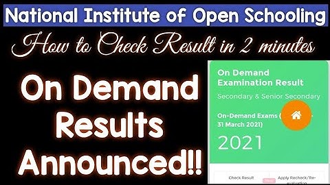 Nios on demand result 2021 | Results Announced | Check Result in 2 min... | Sehrish Institute| NIOS|