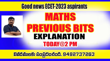 ECET 2023 II MATHS  PREVIOUS YEAR BITS EXPLANATION - VIDEO 3 II SAIMEDHA