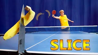 Slice a Banana by Hitting it at a Knife