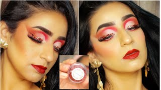 Party Glam Red Cut Crease With Glitter Liner Indepth Tutorial Sharp Cut Crease Must Watch