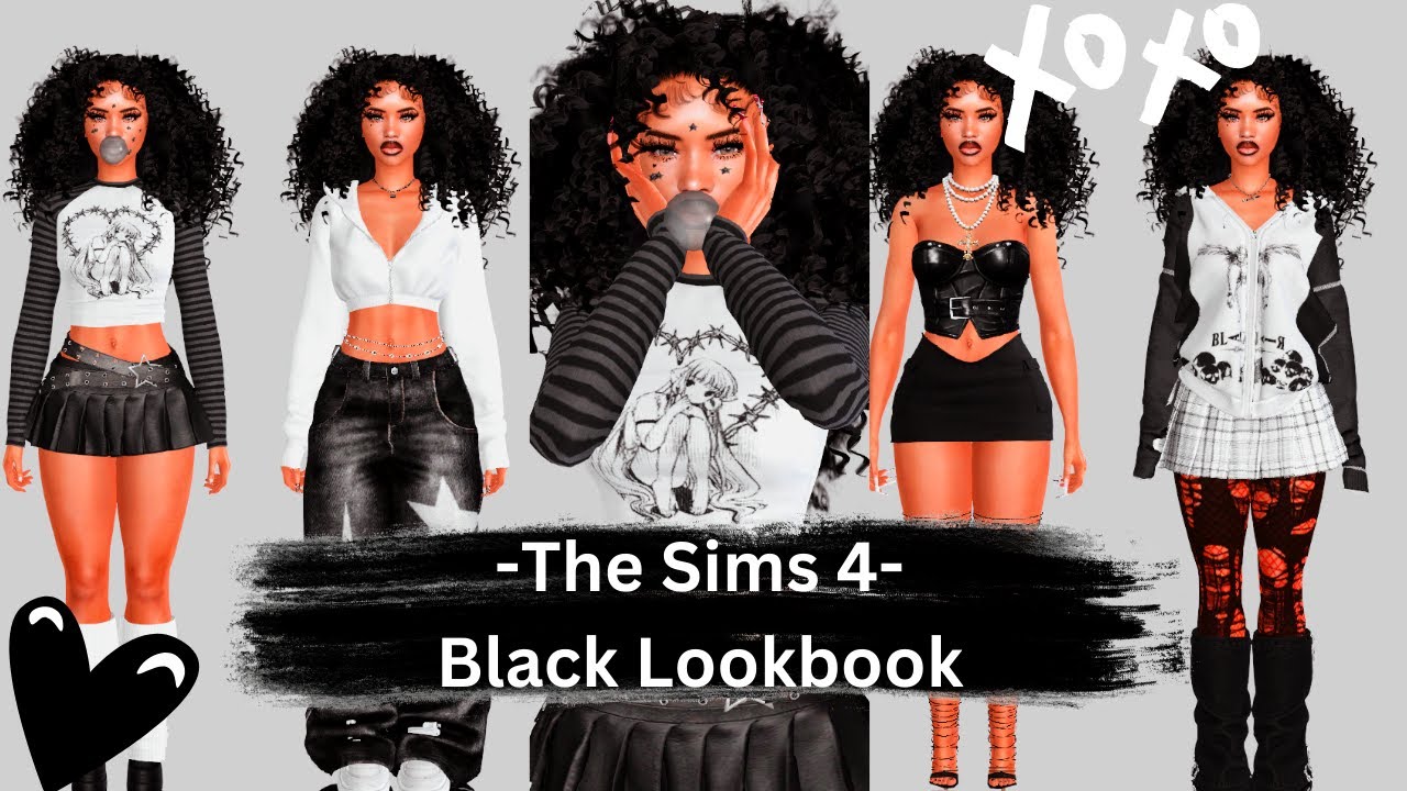 Black Lookbook With CC Folder And Sim Download | The Sims 4 - YouTube