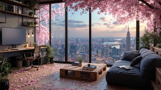 Spring Deep Work Flow ~ Cherry Blossom City View Productivity Boost