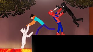 Spider-Man and Steve Saves Human on Lava in People Playground