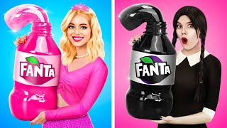 Tantangan Masak Wednesday Vs Barbie  Tantangan Makanan Pink Vs Hitam 24 Jam Oleh Yummy Jelly