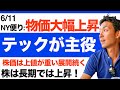 【米国株 6/11】金利大幅下落も、株価は伸び悩むもテックが主役！