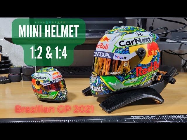 Mini Helmet 1:2 Max Verstappen Brazilian GP Red Bull 2021 - YouTube