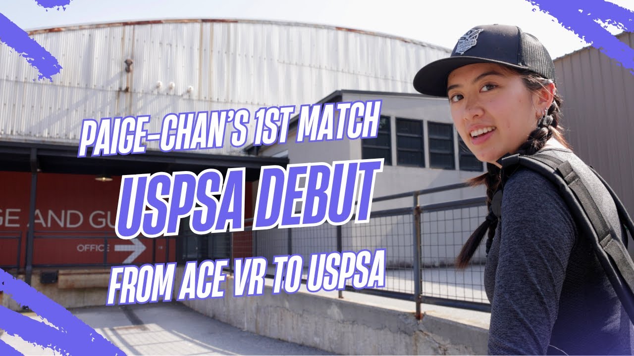 Paige-Chan competing in her first USPSA match at Freedom Training Center, sharing stage walkthroughs, nerves, excitement, and behind-the-scenes setup after months of training with airsoft and ACE Virtual Shooting.