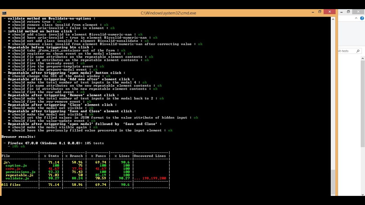 Quick demo on how to run joomla javascript tests youtube