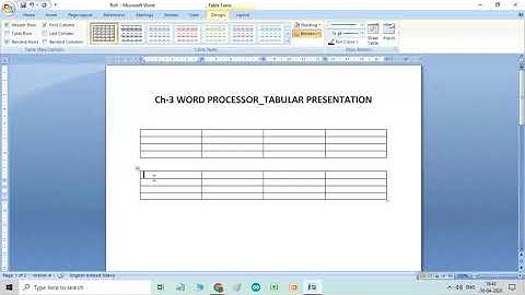 Class 6: Word Processor- Tabular Presentation, Day 1, Part 1