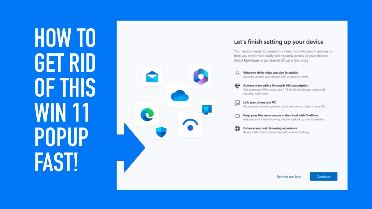 How to Disable 'Lets Finish Setting Up Your Device' Pop Up in Win 11 # ...