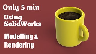SolidWorks Tutorial 1 | Cup with Coffee | Modelling & Rendering in just 5 Min