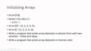 C One Dimensional Arrays
