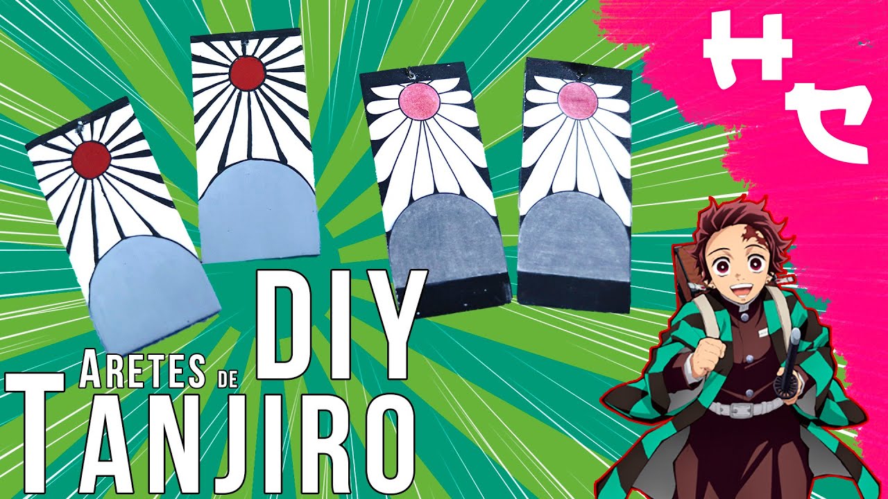 Hagamos los aretes de Tanjiro de Kimetsu no Yaiba + ¡Plantillas Gratis!