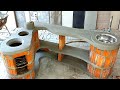 DIY cement garden wood stove # 138