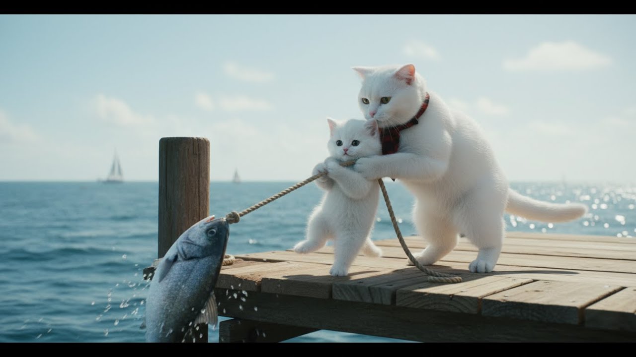 Cat Family Winter Adventure 🐱❄️ Father Cat Takes Kittens to Snowy Forest for Firewood & Ice Fishing