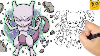 How To Draw Mewtwo With QJO | Pokémon