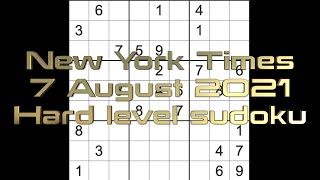 Sudoku solution – New York Times sudoku 7 August 2021 Hard level screenshot 4