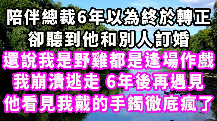 陪伴总裁6年以为终于转正，却听到他和别人订婚，还说我是野鸡都是逢场作戏，我崩溃逃走，6年后再遇见，他看见我戴的手镯彻底疯了#情感秘密 #情感 #民间故事 #深夜故事#出轨#小三#家庭 #中年 - 天天要闻