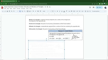 Saxon Geometry Lesson 32 Video 1: Altitudes and Medians of Triangles