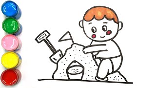 Learning to draw a boy playing with sand #JoosArt #101 screenshot 5