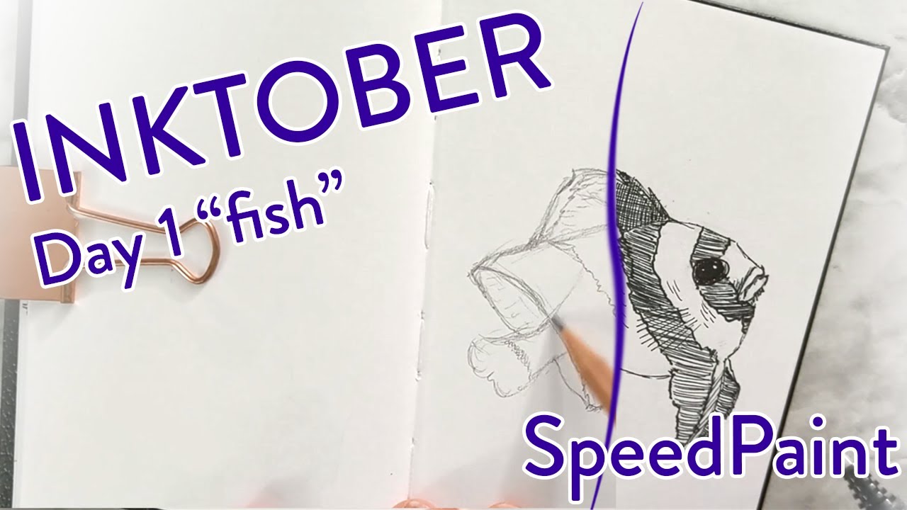 INKTOBER CHALLENGE 2020 Day 01: "Fish" // Speed Paint // Drawing Timelapse // Ink Sketch