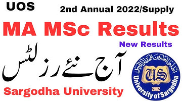 MA MSc New Results Today Sargodha University | MA MSc New Results Announced UOS