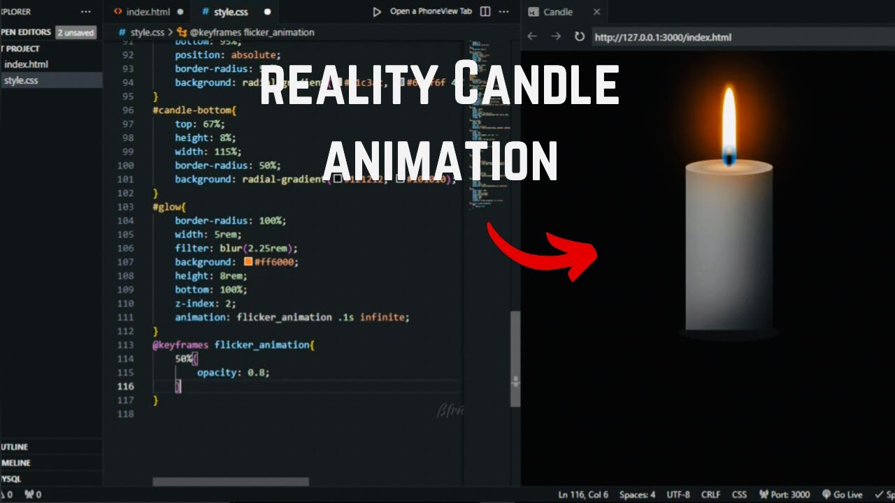 Reality candle creat and animation [HTML & CSS] programming…
