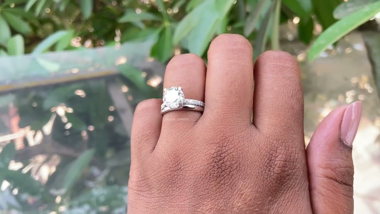 Solitaire  Accent  Round  Diamond Bridal Ring For Wedding 