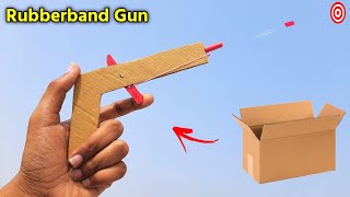 How to make a simple and easy  cardboard Gun | Powerful rubberband gun | Gun which shoots rubberband