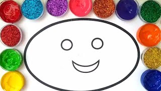 How to draw a oval with Paint, shape coloring pages, LEARN COLORS, learn to color with paint