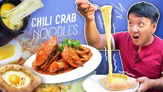 SINGAPORE Chili Crab NOODLES, KOREAN BURGERS & Trying Georgian SOUP DUMPLINGS