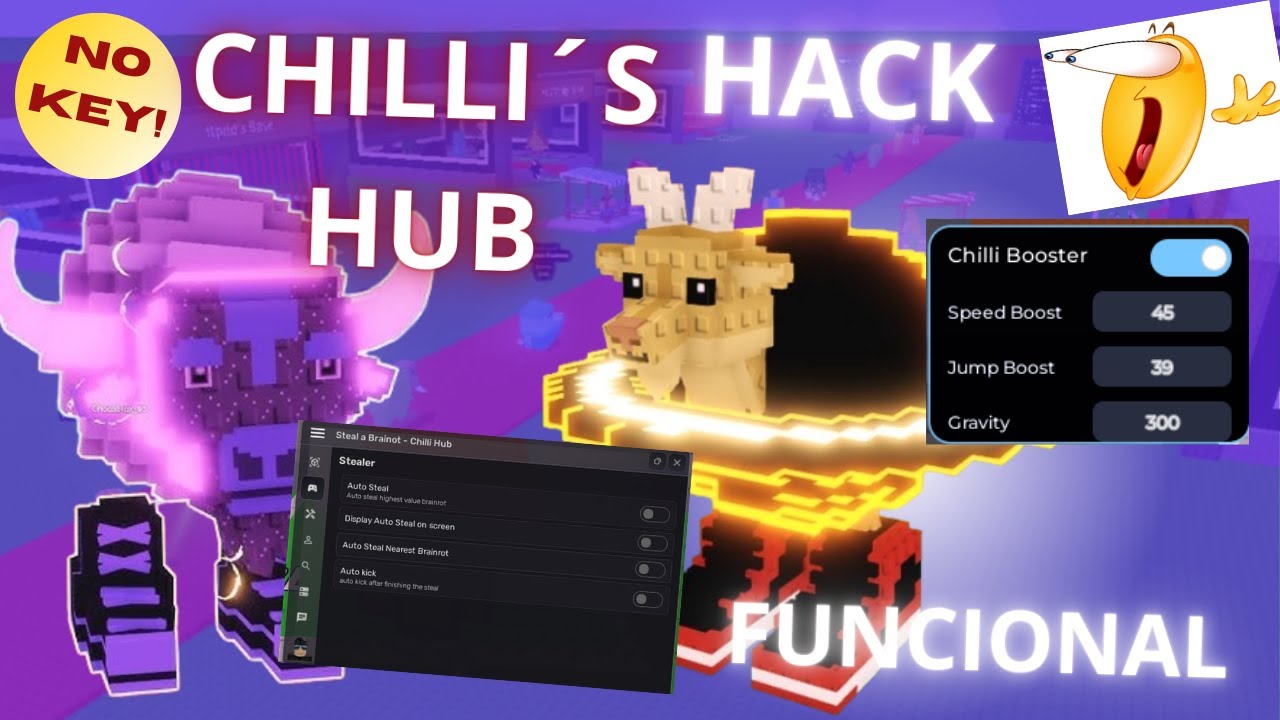 HACK SCRIPT CHILLI HUB-STEAL A BRAINROT!!🔥ESP-SPEED, VELOCIDAD AL ROBAR ...