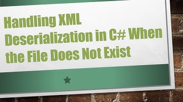 Handling XML Deserialization in C#  When the File Does Not Exist