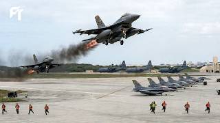 Nonstop Attack! In Seconds, U.S. Air Force F-16 Fighter Jet Take Off at High Speed To Middle East